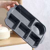 Thumbnail for Unbreakable Divided Reusable Plastic Lunch Tray with 6 Compartments, Large Portion Control Plate for Adults, Microwave & Dishwasher Safe for Daily Meals Gray