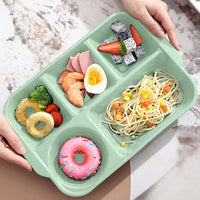 Thumbnail for Unbreakable Divided Reusable Plastic Lunch Tray with 6 Compartments, Large Portion Control Plate for Adults, Microwave & Dishwasher Safe for Daily Meals Green
