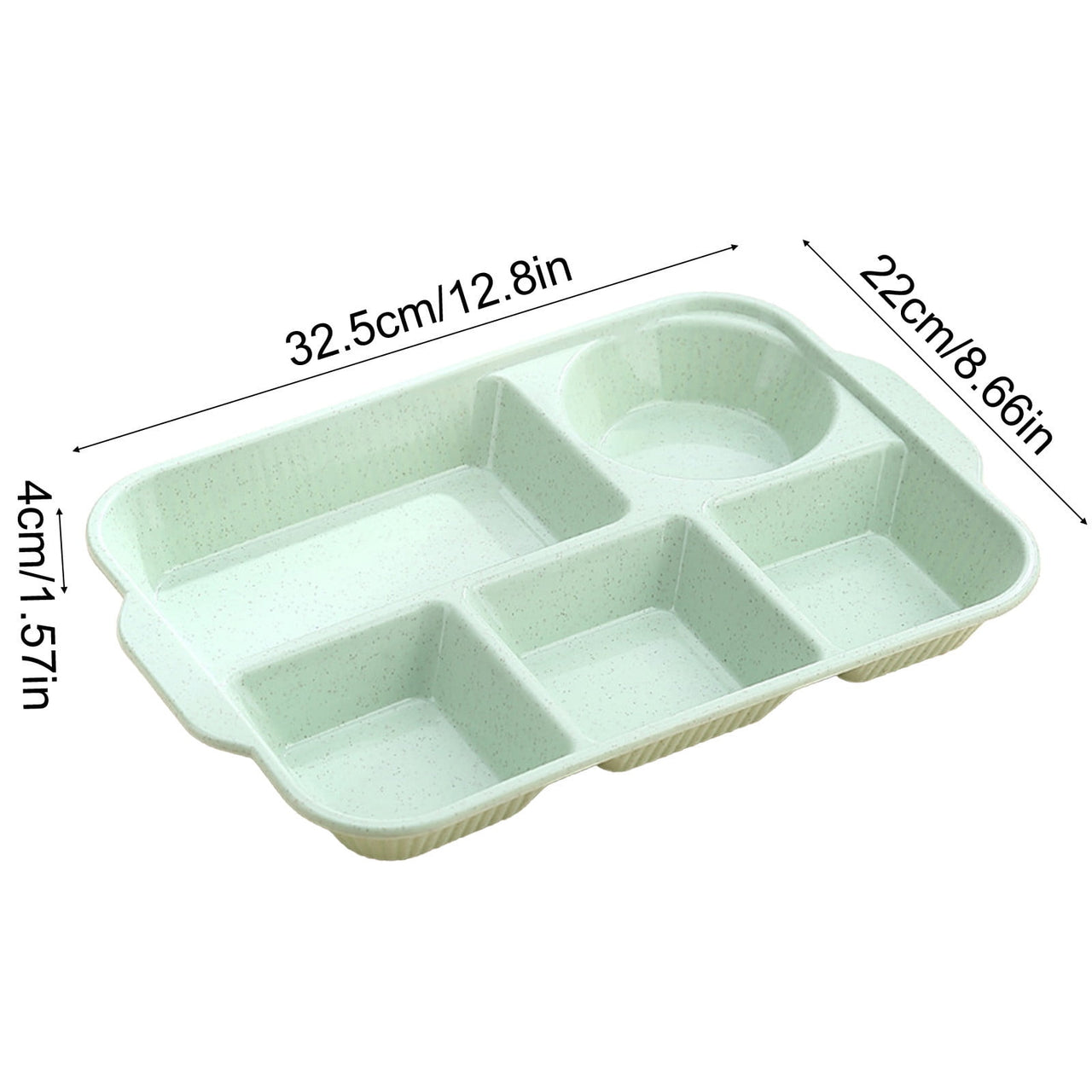 Unbreakable Divided Reusable Plastic Lunch Tray with 6 Compartments, Large Portion Control Plate for Adults, Microwave & Dishwasher Safe for Daily Meals Green