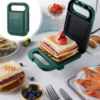 Thumbnail for Mini Waffle Maker Machine,Sandwich Iron Maker Press Toaster Grilled Cheese Breakfast,Compact Design LED Indicator Lights,Portable Handle Non-stick for Breakfast,Dessert Green