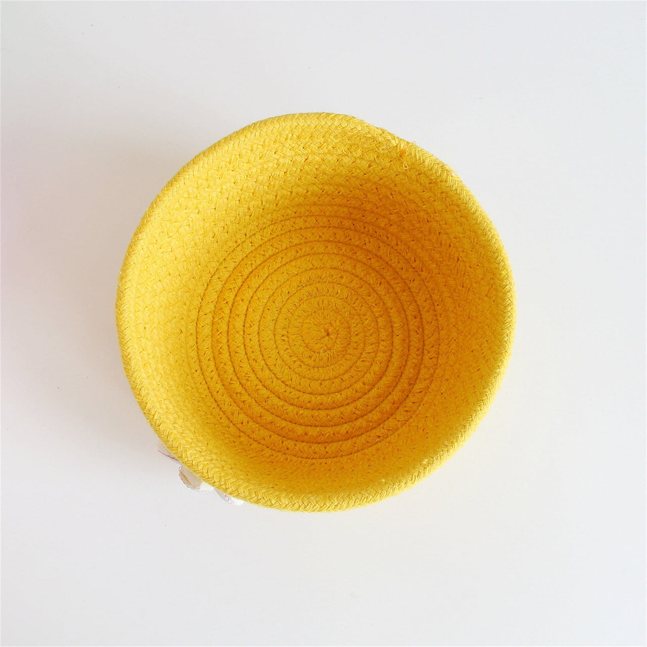 Small Woven Storage Baskets ,Cotton Rope Woven Rattan Baskets,Shelf Toy Basket,Closet Organizer Bins,Small Storage Baskets for OrganizingShallow Basket,Tiny Oval Shallow Baskets,6.3x3.15",White Yellow