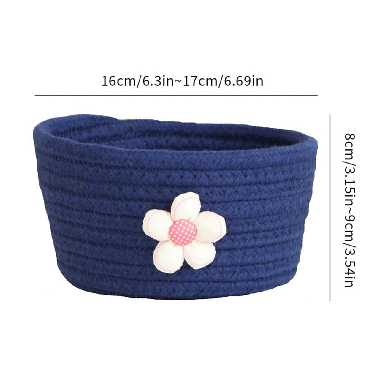 Small Woven Storage Baskets ,Cotton Rope Woven Rattan Baskets,Shelf Toy Basket,Closet Organizer Bins,Small Storage Baskets for OrganizingShallow Basket,Tiny Oval Shallow Baskets,6.3x3.15",White Yellow