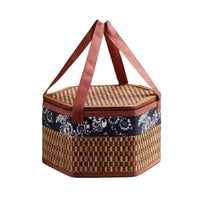 Thumbnail for Wicker Basket with Lid,Wicker Picnic Basket with Double Handles,Woven Picnic Storage Rattan Wicker Egg Serving Gift Baskets Food Vintage Organizer Fruit Lid Hyacinth Medium Wicker Basket,Brown Khaki