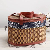 Thumbnail for Wicker Basket with Lid,Wicker Picnic Basket with Double Handles,Woven Picnic Storage Rattan Wicker Egg Serving Gift Baskets Food Vintage Organizer Fruit Lid Hyacinth Medium Wicker Basket,Brown Khaki