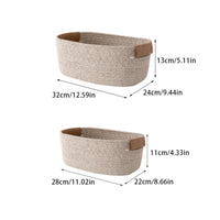 Thumbnail for Cotton Woven Basket with PU Leather Handle, Clothes Toys Candy Gifts Cotton Rope Organizer, Living Room Basket Bathroom Shower Storage Laundry Basket, Dog Cat Bed, Fall Basket, 11.02x8.66x4.33 11.02