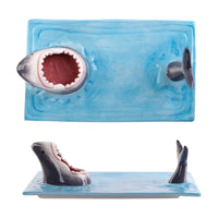 Thumbnail for Creative Shark Sushi Plate,Blue Ceramic Shark Plate,Shark Shaped Serving Platter,Food Serving Tray with Dipping Sauce Bowl,Gifts for Shark Party Lovers,Microwave/Oven/Dishwasher Safe Sushi Dishes B