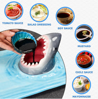 Thumbnail for Creative Shark Sushi Plate,Blue Ceramic Shark Plate,Shark Shaped Serving Platter,Food Serving Tray with Dipping Sauce Bowl,Gifts for Shark Party Lovers,Microwave/Oven/Dishwasher Safe Sushi Dishes B