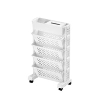 Thumbnail for Mobile Bookshelf, Plastic Rolling Organization Shelf, Practical Rotatable for Home, Movable Bookcase with Wheels, Floor Shelf, Book Stand Trolley, Plastic Mobile Bookshelf Organizer White