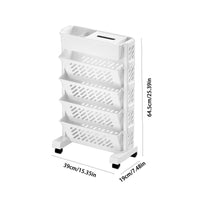 Thumbnail for Mobile Bookshelf, Plastic Rolling Organization Shelf, Practical Rotatable for Home, Movable Bookcase with Wheels, Floor Shelf, Book Stand Trolley, Plastic Mobile Bookshelf Organizer White