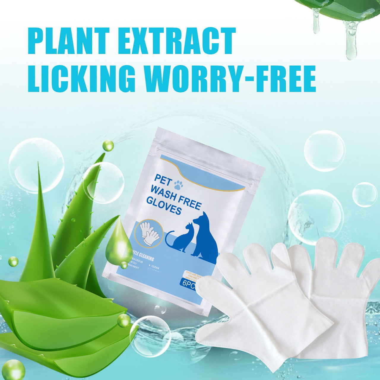 Pet Cleaning Glove Wipes for Dogs and Cats 12 Pcs, Dog Wipes, Cat Wipes, Pet Wipes Disposable Cleaning Massage Gloves, Pet Grooming Pet Washing, Easy Bath White