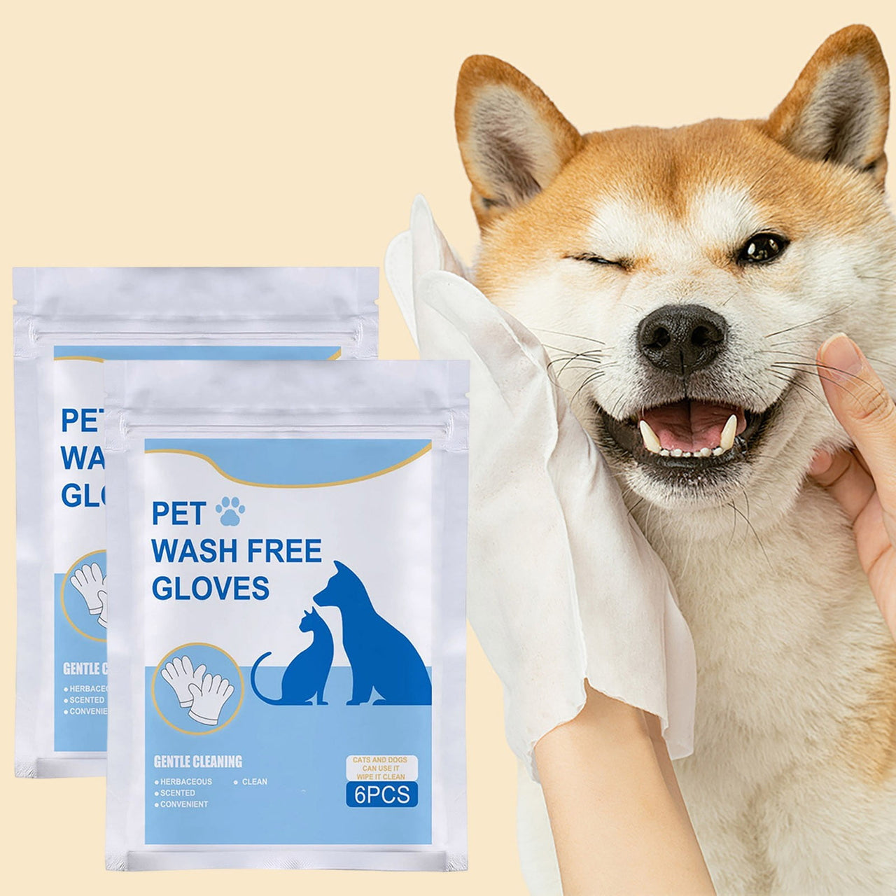 Pet Cleaning Glove Wipes for Dogs and Cats 12 Pcs, Dog Wipes, Cat Wipes, Pet Wipes Disposable Cleaning Massage Gloves, Pet Grooming Pet Washing, Easy Bath White