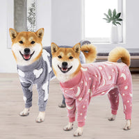Thumbnail for Bobasndm Turtleneck Dog Clothes Pajamas,Autumn Winter Dog Jumpsuit Coat,Winter Soft Warm Flannel Pajamas Jumpsuit for Medium Large Dog L Pink