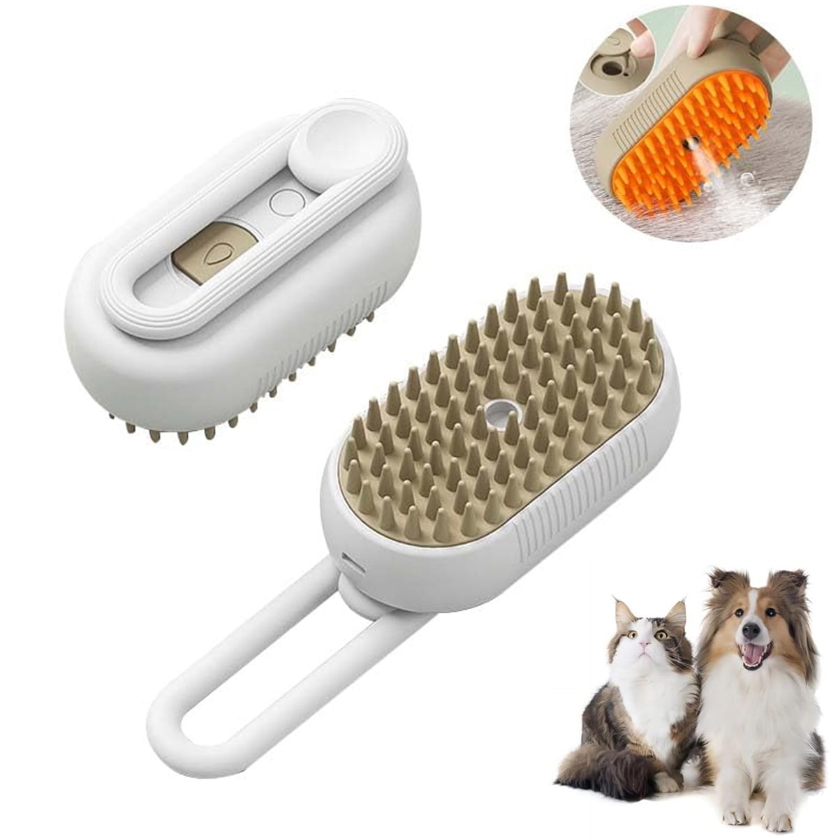Cat Steam Brush, 3 in 1 Self Cleaning Cat Steamy Pet Brush Steamer Brush for Massage for Removing Tangled and Loosse Hair (2PCS Light Green) Light Green/White