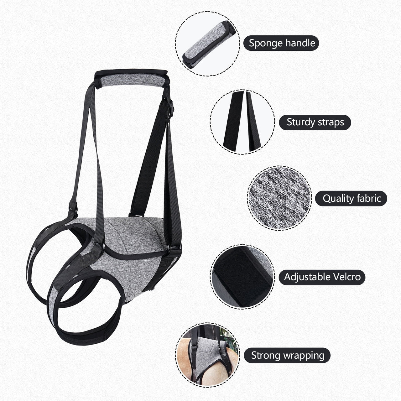 Dog Sling for Large Dogs Hind Leg Adjustable Dog Lift Harnesses For Walking/Climbing Pet Auxiliary Slings for Elderly, Disabled Dogs XL