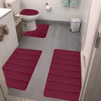 Thumbnail for Kdkad Bathroom Rugs Sets 3 Piece, Bath Rugs for Bathroom Non Slip, Ultra Soft Water Absorbent Microfiber Bath Mat Set, Machine Washable Thick Plush Bath Mats for Bathroom Floor,Tub and Shower 4 pc Red 1