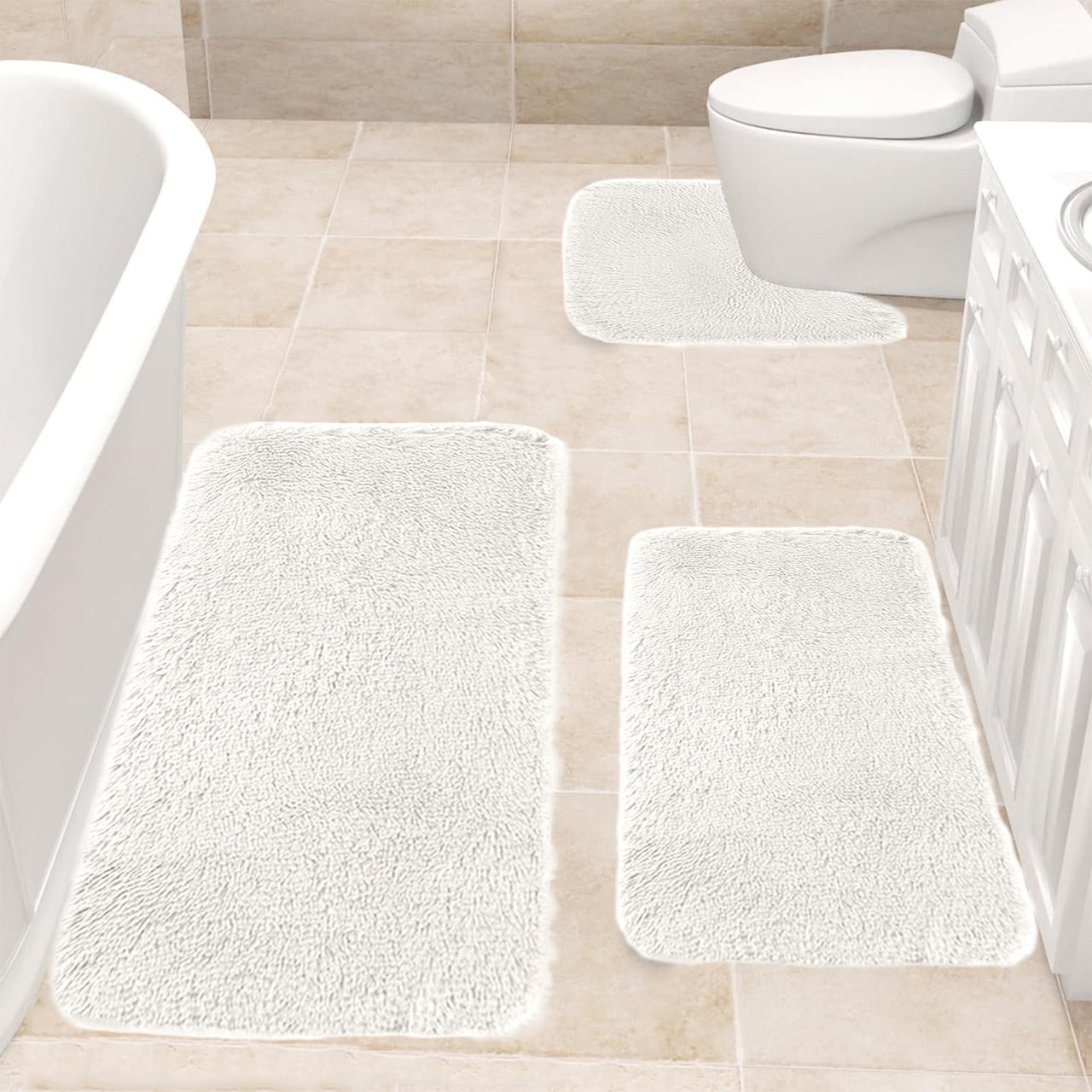 Kdkad Bathroom Rugs Sets 3 Piece, Bath Rugs for Bathroom Non Slip, Ultra Soft Water Absorbent Microfiber Bath Mat Set, Machine Washable Thick Plush Bath Mats for Bathroom Floor,Tub and Shower 3 pc Red 2