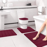 Thumbnail for Kdkad Bathroom Rugs Sets 3 Piece, Bath Rugs for Bathroom Non Slip, Ultra Soft Water Absorbent Microfiber Bath Mat Set, Machine Washable Thick Plush Bath Mats for Bathroom Floor,Tub and Shower 4 pc White 1