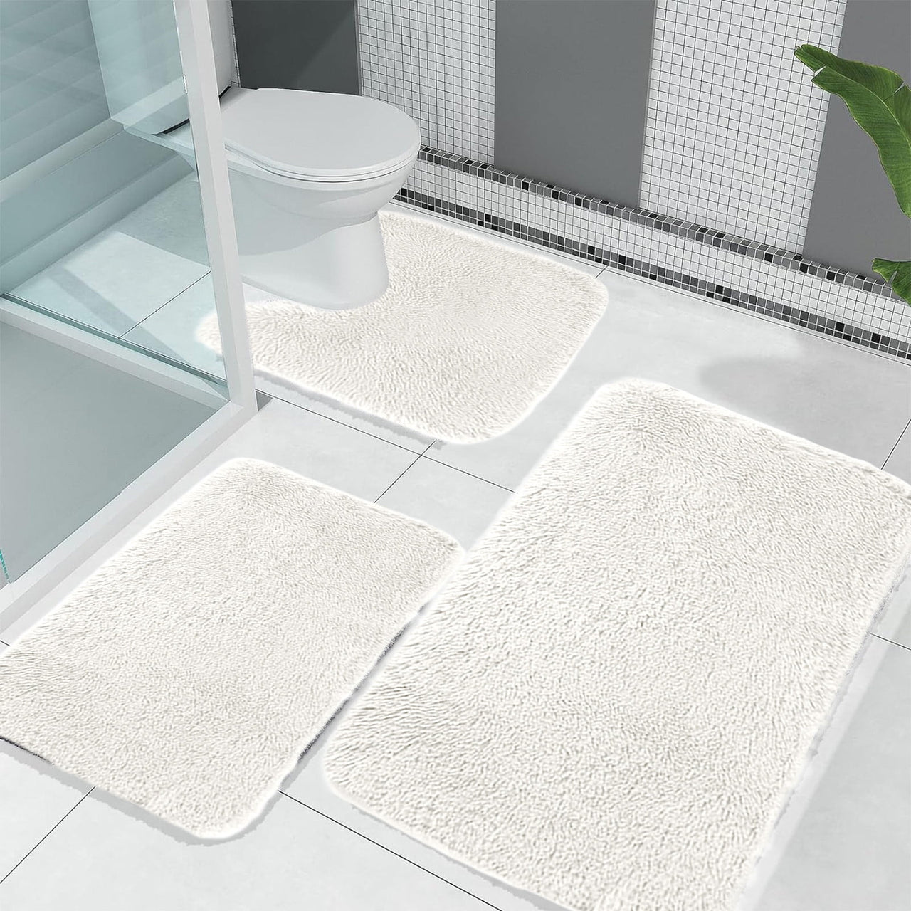 Kdkad Bathroom Rugs Sets 3 Piece, Bath Rugs for Bathroom Non Slip, Ultra Soft Water Absorbent Microfiber Bath Mat Set, Machine Washable Thick Plush Bath Mats for Bathroom Floor,Tub and Shower 3 pc Wine 1