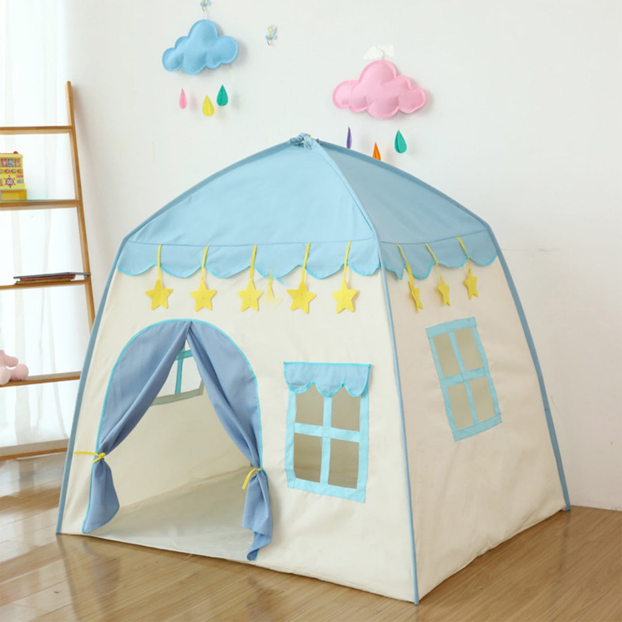 Darzheoy Cute Princess Tent for Girls, Princess Castle Play Tent Playhouse for Children Indoor and Outdoor Fun, 51"x 40" x 51 Blue
