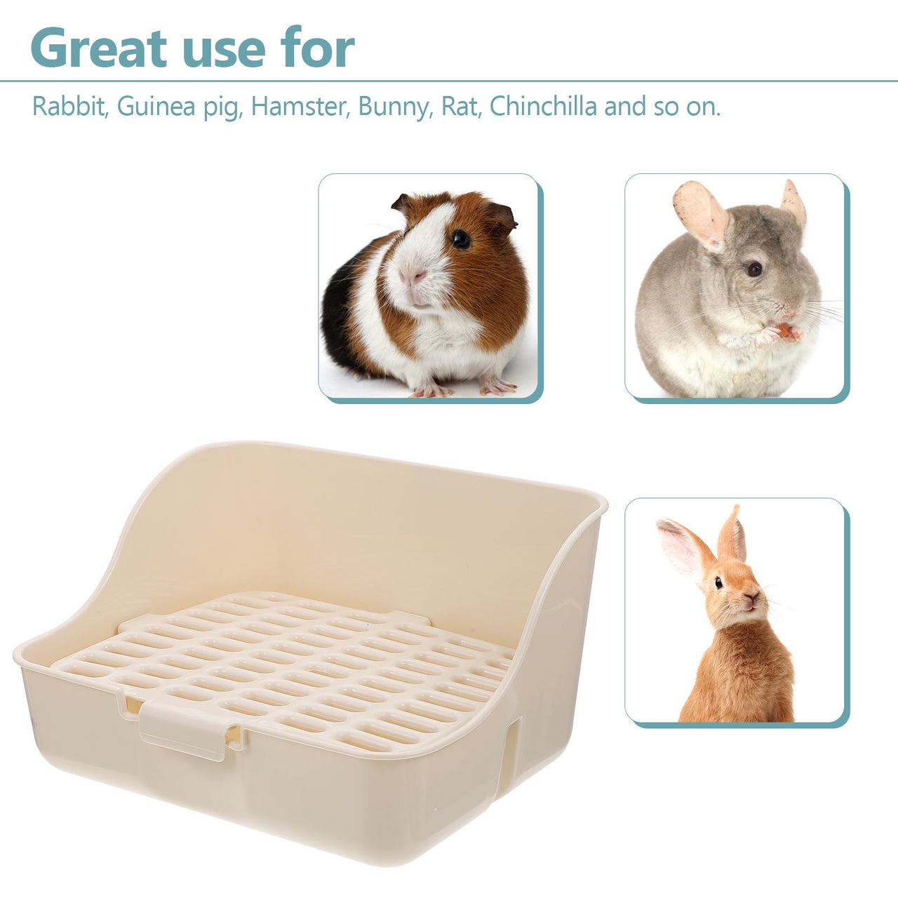 HOOWIFFY Pet Litter Box White Plastic, Durable for Rabbit and Small Animal Use