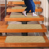 Thumbnail for Chmadoxn 4-Piece Non-Slip Stair Treads, Self-Adhesive Striped Carpet Mats, Absorbent & Quiet Step Pads, Can Be Cut to Fit, Washable for Indoor Staircase Safety\u200b\u200b Beige
