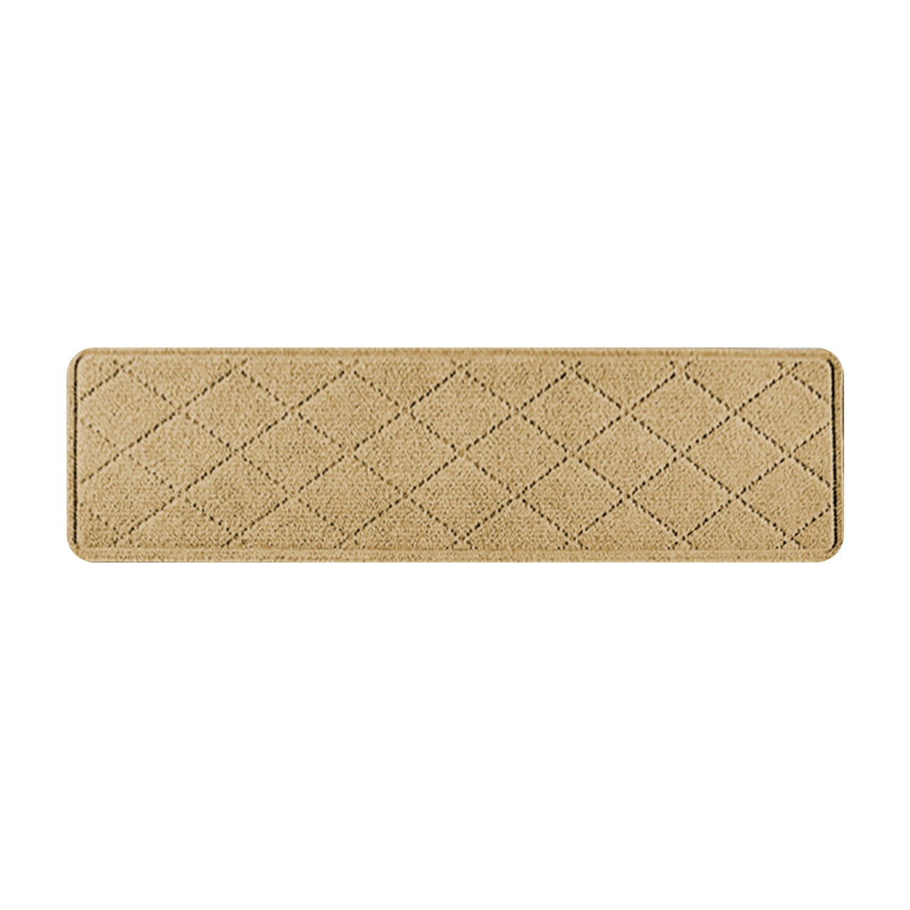 Chmadoxn 4-Piece Non-Slip Stair Treads, Self-Adhesive Striped Carpet Mats, Absorbent & Quiet Step Pads, Can Be Cut to Fit, Washable for Indoor Staircase Safety\u200b\u200b Beige