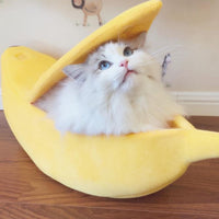 Thumbnail for Darzheoy Banana Pet Bed, Cute Funny Fruit Bed with Removable Cushion for Dogs, Indoor Cats, Rabbits, Small Animals Yellow
