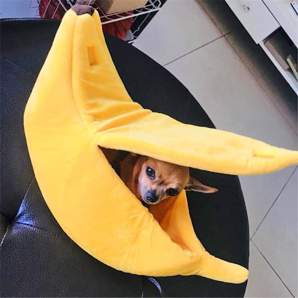 Darzheoy Banana Pet Bed, Cute Funny Fruit Bed with Removable Cushion for Dogs, Indoor Cats, Rabbits, Small Animals Yellow