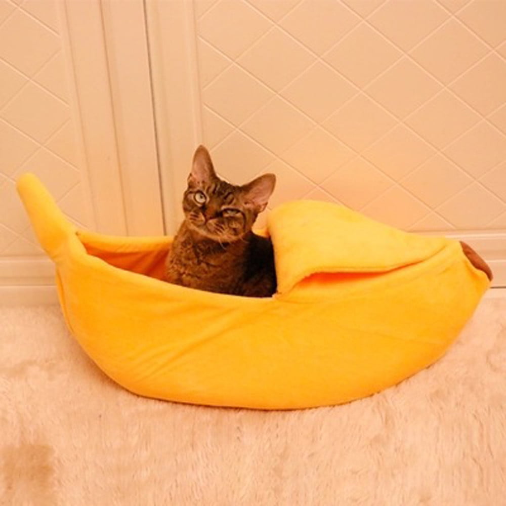 Darzheoy Banana Pet Bed, Cute Funny Fruit Bed with Removable Cushion for Dogs, Indoor Cats, Rabbits, Small Animals Yellow