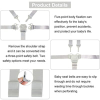 Thumbnail for Adjustable 5-Point Safety Harness for Child Seats and Strollers, Gray - Compatible with Most Brands