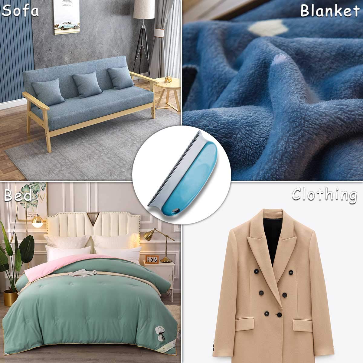 Petluno Pet Hair Remover Brush ABS Double Serrated Structure Detailer for Car Interiors Furniture Carpet Couch Sofa Bed Clothes Blinds Cat & Dog lint