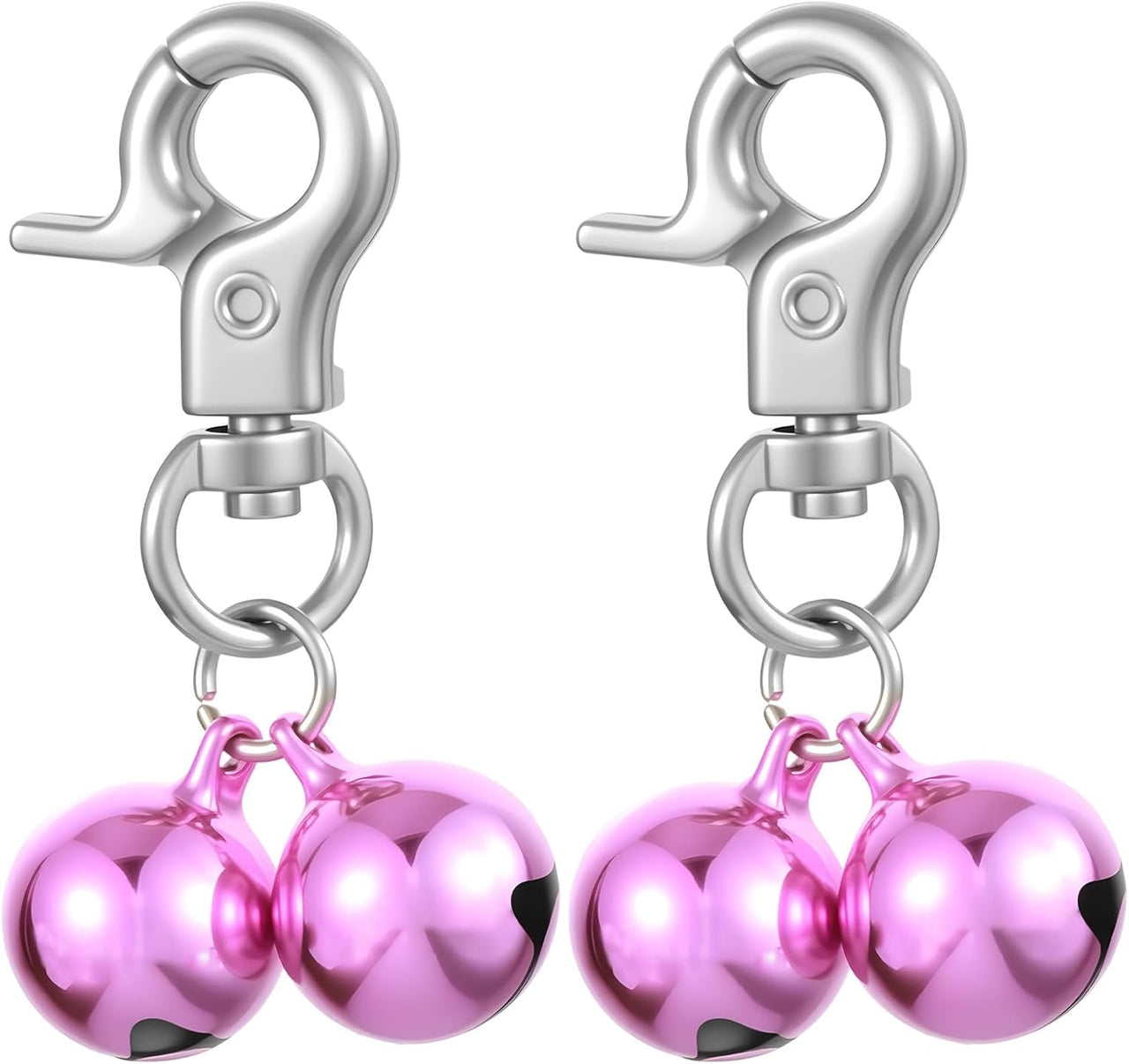 2 PCS Pet Bells for Collar Small Bell for Dog Cat Collar Bells Only Loud Training Pendant Accessories Stainless Steel Collars Charm with Heavy Duty Snap Clips for Dogs Kitty Puppy Pet (Purple)