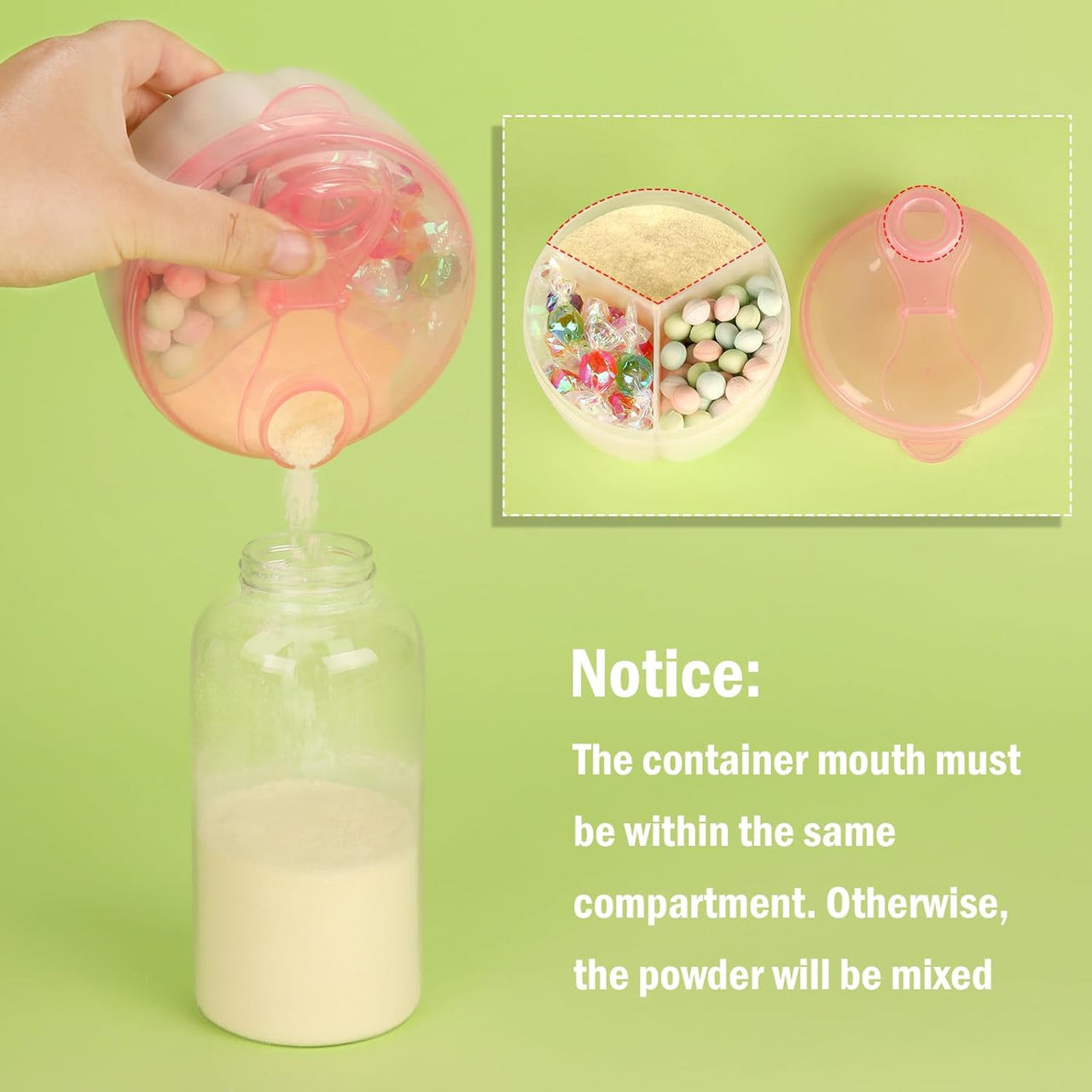 Baby Formula Dispenser On The Go, Formula Container to Go, Non-Spill Rotating Three-Compartment Formula Dispenser and Snack Storage Container for Infant Toddler Traveling