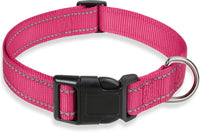 Thumbnail for Reflective Dog Collar with Buckle Adjustable Safety Nyl Collars for Small Medium Large Dogs, Pink S