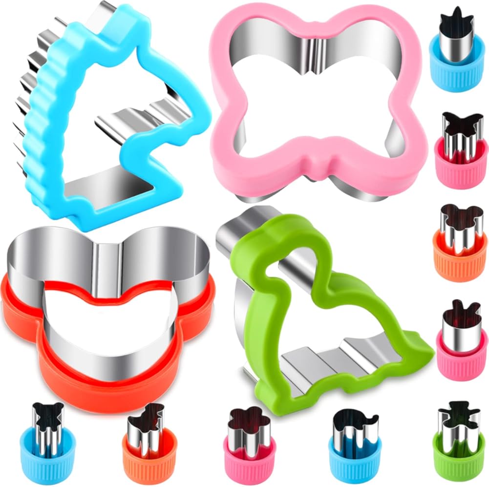 Sandwich Cutter Set Fruit Cutters Bread Cutout Shapes for Kids Lunch Butterfly Dinosaur Unicorn Mousehead Food Shaped Cookie Cutters 13 Pack for Baking and Food Tools Accessories