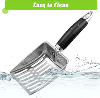 Thumbnail for Cat Litter Scoop - Stainless Steel Metal Cat Litter Scoop-Kitty Metal Scooper-Sturdy Mesh Scooper - Mesh Shovel-Easy to Clean - Suitable for Cat Litter Box - Light Black