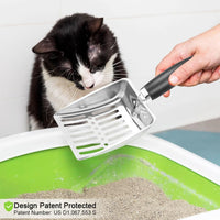 Thumbnail for Cat Litter Scoop - Stainless Steel Metal Cat Litter Scoop-Kitty Metal Scooper-Sturdy Mesh Scooper - Mesh Shovel-Easy to Clean - Suitable for Cat Litter Box - Light Black