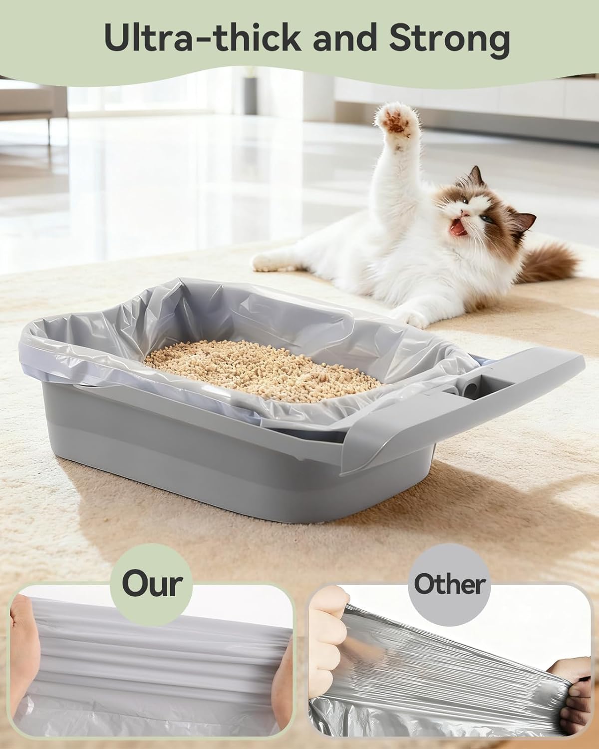 40 Count Automatic Cat Litter Box Bags for Petpivot Autoscooper 11/12 NeakasaM1 Open-Top Self-Cleaning Cat Litter Boxes, Leak-Proof Drawstring Trash Bags Replacement, Unscented,27" x 13",Holds 23 lbs