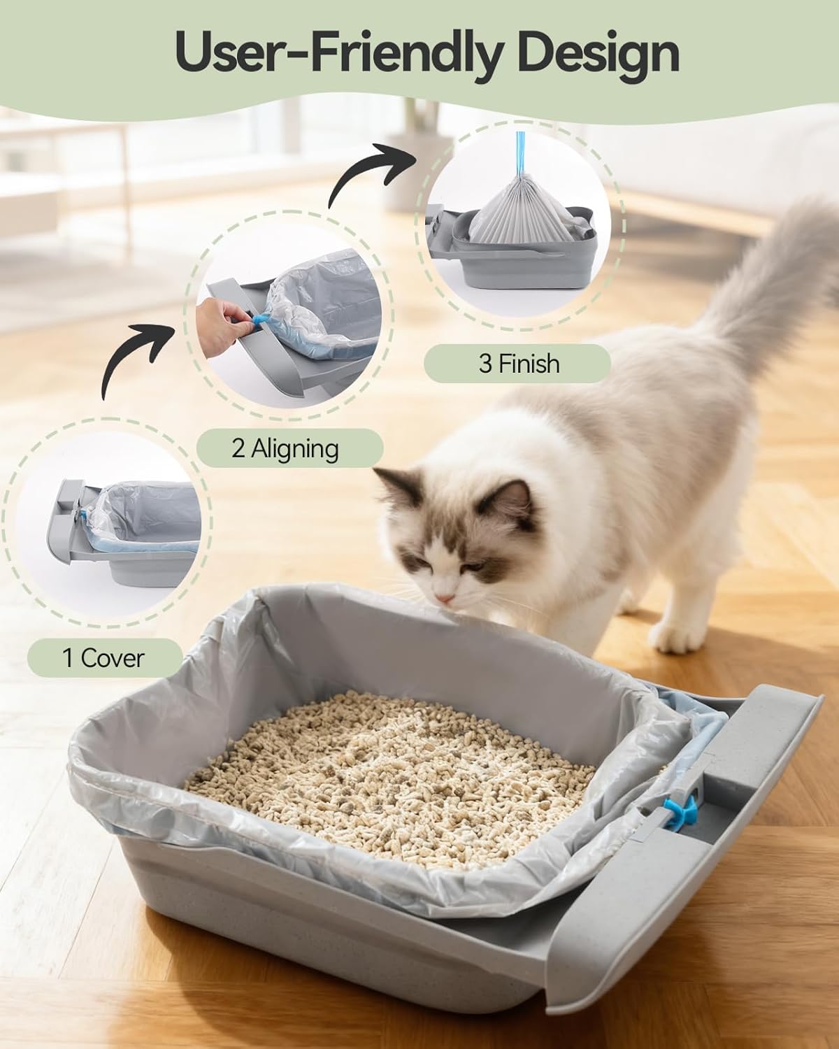 40 Count Automatic Cat Litter Box Bags for Petpivot Autoscooper 11/12 NeakasaM1 Open-Top Self-Cleaning Cat Litter Boxes, Leak-Proof Drawstring Trash Bags Replacement, Unscented,27" x 13",Holds 23 lbs