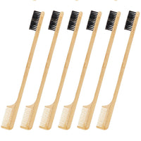Thumbnail for 3 Pieces Moustache Comb and Brush Beard Edge Brushes 2-in-1 Sapling Wood Mustache Comb Gentle Control Bamboo Eyebrow Hair Tool