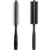 Thumbnail for 2 Pieces Thick Round Hair Comb Bristle Blow Drying Hairbrush Small Brush Short Hair Massage Comb Head Massage Round Brush Roll Hairbrush for Wet or Dry(Black)