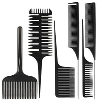 Thumbnail for 6 Pcs Highlighting Hair Combs Set, 3-way Hair Sectioning, Dyeing, Rat Tail Lifting Comb for Weaving Foiling Sectioning Coloring, Black