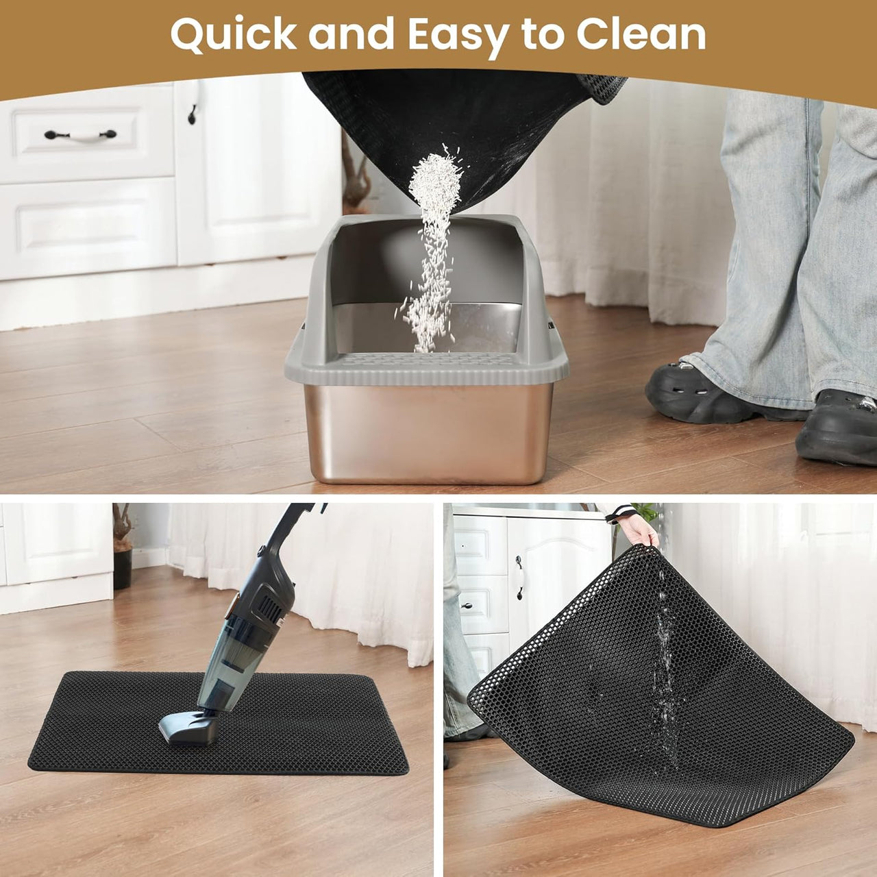 Cat Litter Mat Trapper – 60x45cm Double-Layer Honeycomb Design, Waterproof & Urine-Proof, Traps Litter to Keep Floors Clean