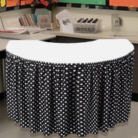 Thumbnail for 14 ft Black and White Polka Dots Table Skirt Cloths for Teacher Desk Boho Wrinkle Polka Dots Table Cover Skirt for Kindergarten Classroom Kidney Shaped Desk Back to School Supplies