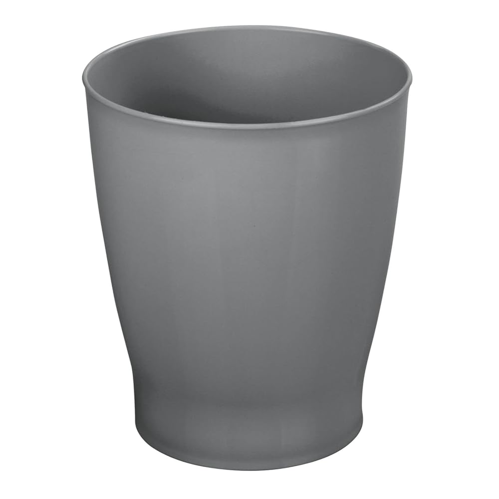 Round Plastic Bathroom Garbage Can, 1.25 Gallon Wastebasket, Garbage Bin, Trash Can for Bathroom, Bedroom, and Kids Room - Small Trash Can - Fyfe Collection - Charcoal Gray