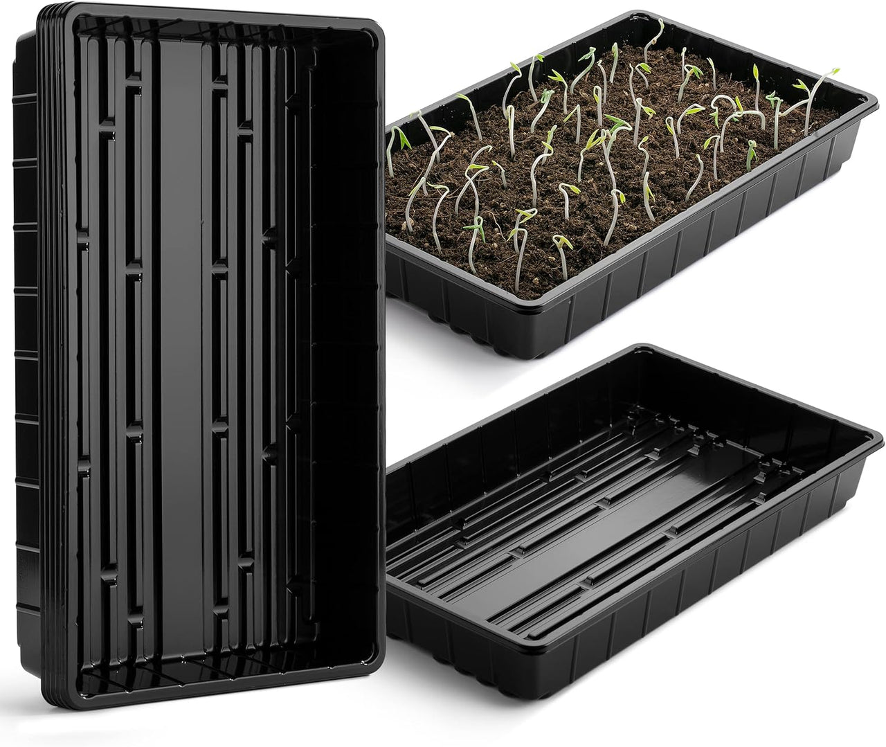 - Plastic Growing Trays, 5Pack, Black, 17x10, Plant Tray, Seed Tray, Seedling Tray, Propagation Tray, Plant Trays for Seedlings, Planting Trays, Microgreens Growing Trays, Seedling Starter Tray