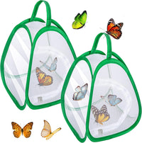 Thumbnail for 2 Pcs Mini Butterfly Habitat Cage- 10 x 8.8 x 8 Inch Collapsible Insect Mesh Cage- Portable Butterfly Net Habitat with Zipper for Transporting and Raising