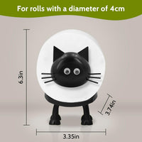 Thumbnail for Cat Toilet Roll Holder: Tissue Paper Storage Stand - 3D Printed Black Loo Holder Bathroom Set for Shelf Housewarming Gift Decor (Cat-1Pcs) Cat-1pcs