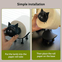 Thumbnail for Cat Toilet Roll Holder: Tissue Paper Storage Stand - 3D Printed Black Loo Holder Bathroom Set for Shelf Housewarming Gift Decor (Cat-1Pcs) Cat-1pcs