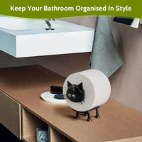 Thumbnail for Cat Toilet Roll Holder: Tissue Paper Storage Stand - 3D Printed Black Loo Holder Bathroom Set for Shelf Housewarming Gift Decor (Cat-1Pcs) Cat-1pcs